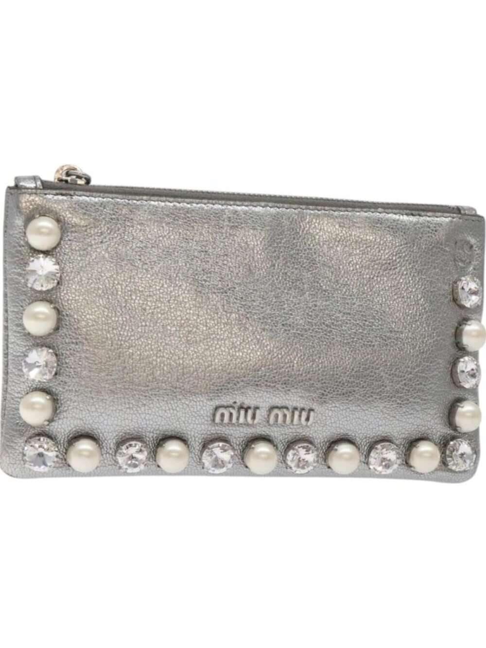 Miu Miu Pouch Leather Silver